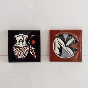 Vintage Set Of Cleo Teissedre 1992 Native American Tiles Kokopelli Abstract Art